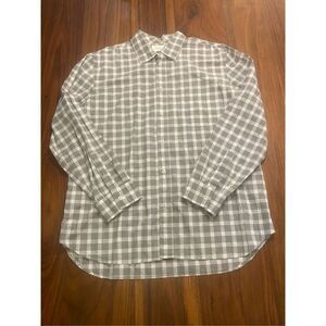 Billy Reid Men's Gray & White Gingham Cotton Standard Button Down Shirt XL